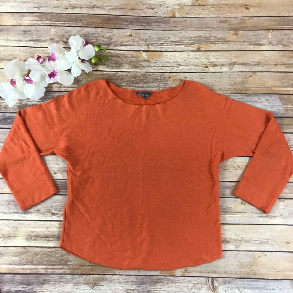 Vince Women Sweater Long Sleeve Sz S Orange Top